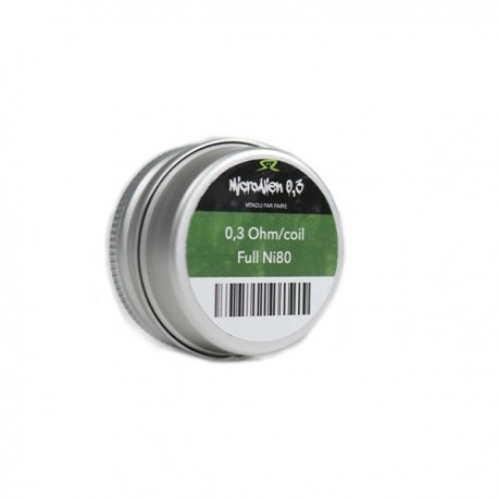 1 boîte de Micro Alien 0.3 ohm/coil : 3x28g - 40g Full Ni80 Axe de 3 mm - Ohm My Build