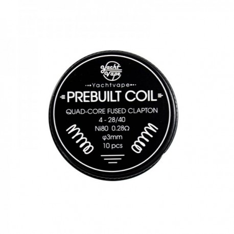 Prebuilt Coil Quad Core Fused Clapton 4-28/40 ni80 0.28ohm 3mm (10pcs)