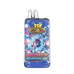 5 Pack de Crazy Puff 35K 1100mAh 20ml / 2% - Dragon Fruit Blueberry Ice