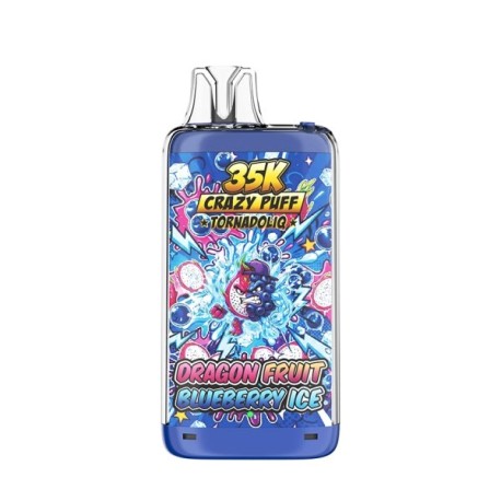 5 Pack de Crazy Puff 35K 1100mAh 20ml / 2% - Dragon Fruit Blueberry Ice