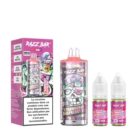 5 Pack de RazzBar 30K 650mAh 20ml / 2% - Strawberry Raspberry Ice