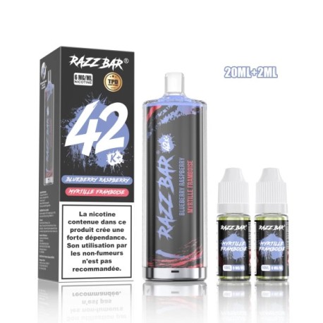 5 Pack de Shisha DL 42K+ 850mAh 20ml / 0.6% - Blueberry Raspberry
