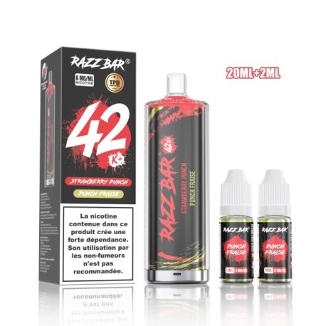 5 Pack de Shisha DL 42K+ 850mAh 20ml / 0.6% - Strawberry Punch