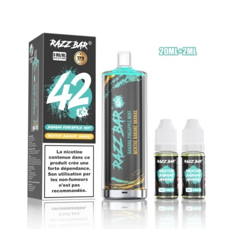 5 Pack de Shisha DL 42K+ 850mAh 20ml / 0.6% - Banana Pineapple Mint