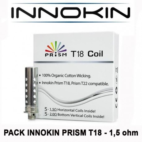 Résistances INNOKIN Prism T18 1.5Ω pour Endura T18 (5pcs)